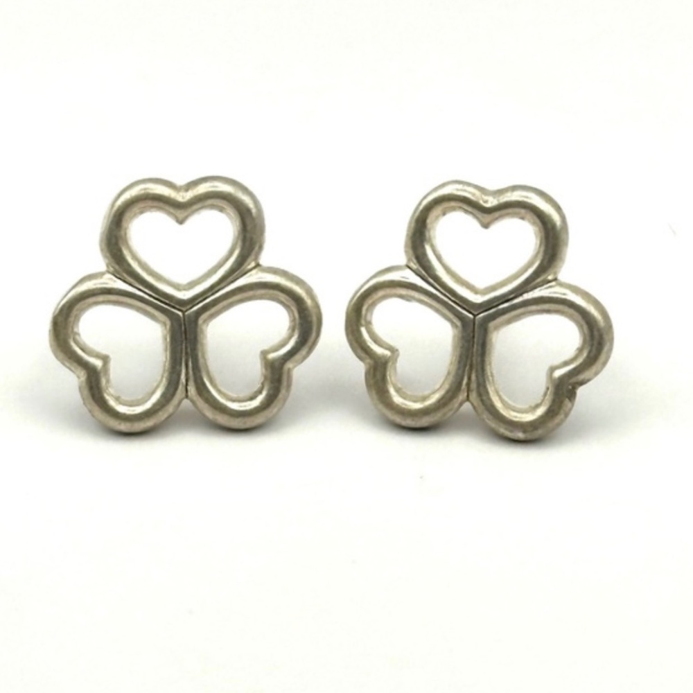 Tifffany and Co sterling silver 925 heart clover earrings